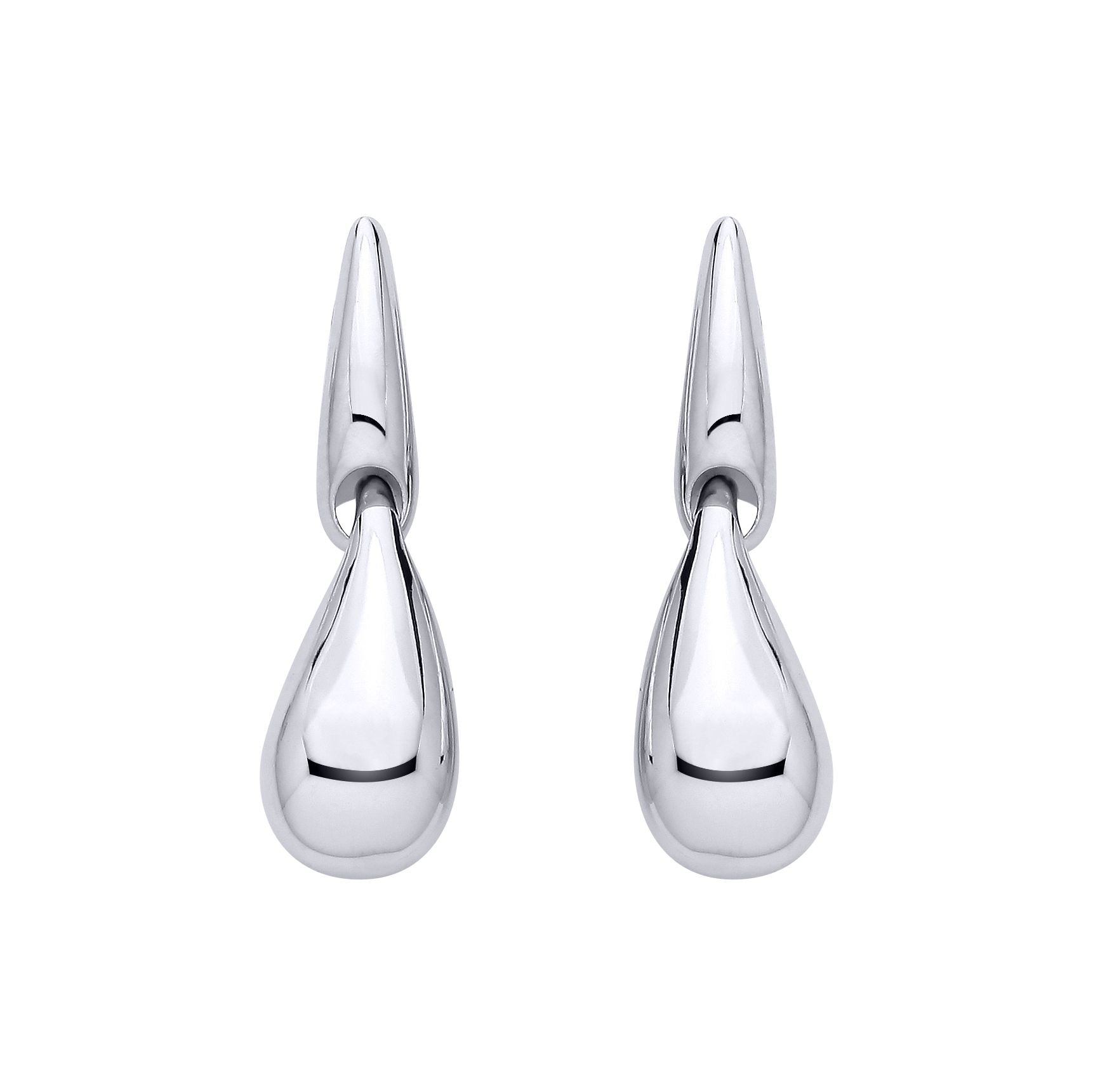 Sterling Silver Domed Teardrop Latch Back Earrings - EAG1321