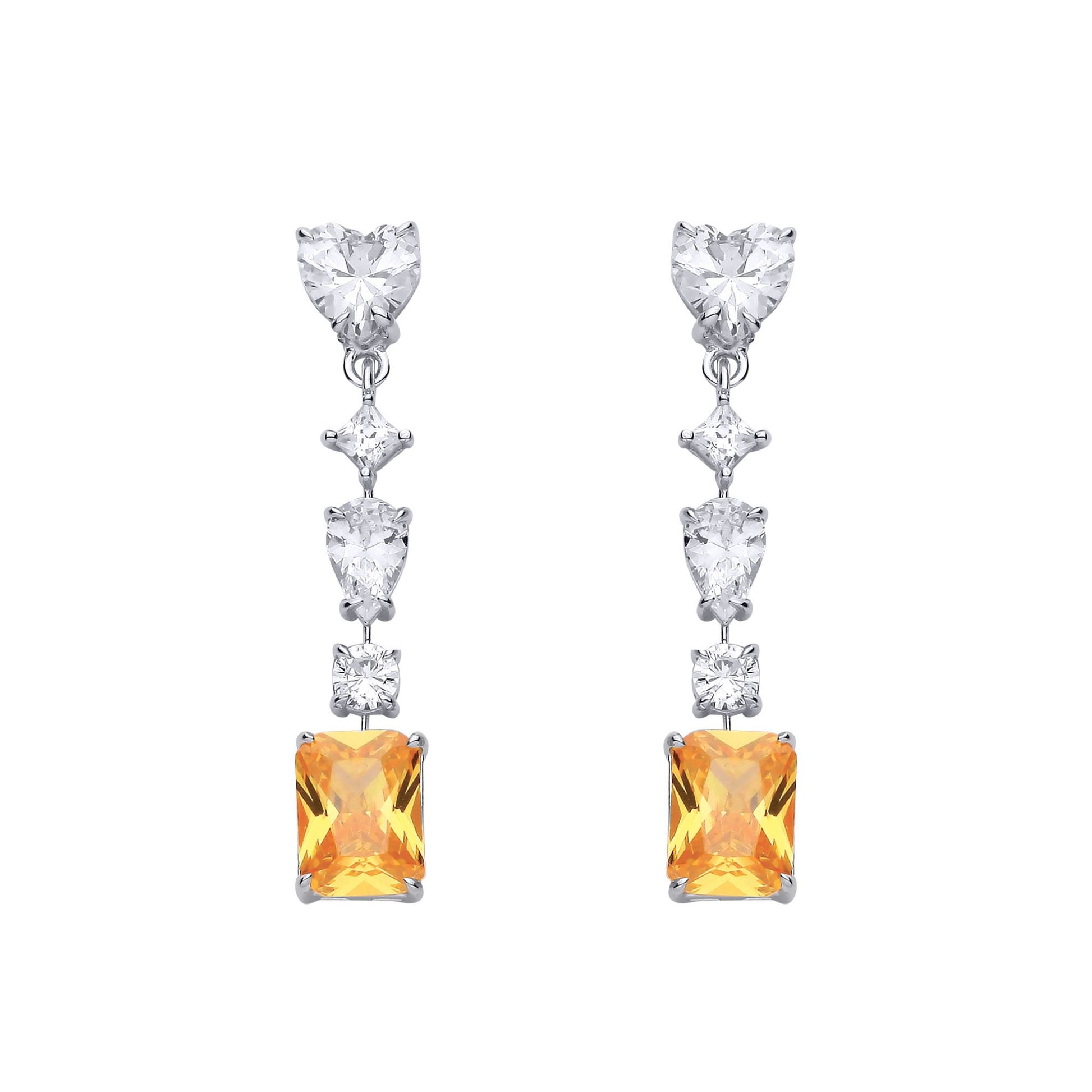 Sterling Silver CZ & Citrine Fancy Drop Earrings - EAG1323