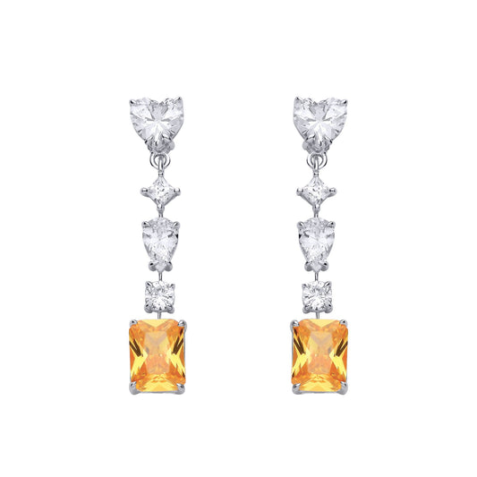 Sterling Silver CZ & Citrine Fancy Drop Earrings - EAG1323
