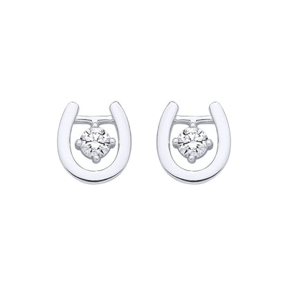 Sterling Silver CZ Horseshoe Stud Earrings - EAG1327