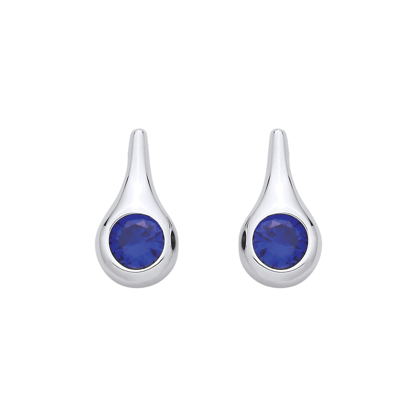 Sterling Silver Sapphire Tear Drop Stud Earrings - EAG1328
