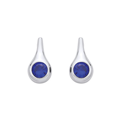 Sterling Silver Sapphire Tear Drop Stud Earrings - EAG1328