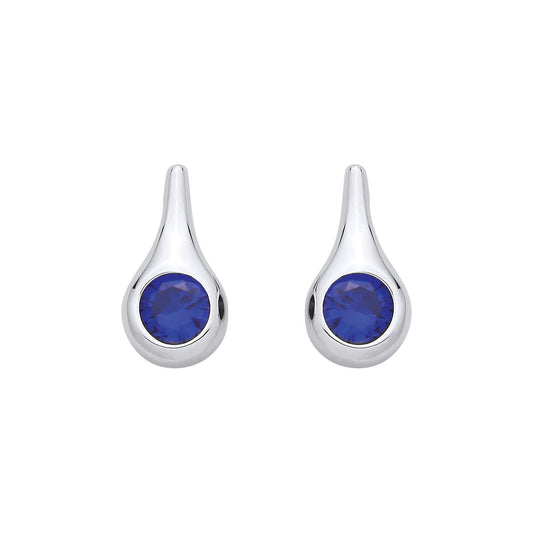 Sterling Silver Sapphire Tear Drop Stud Earrings - EAG1328