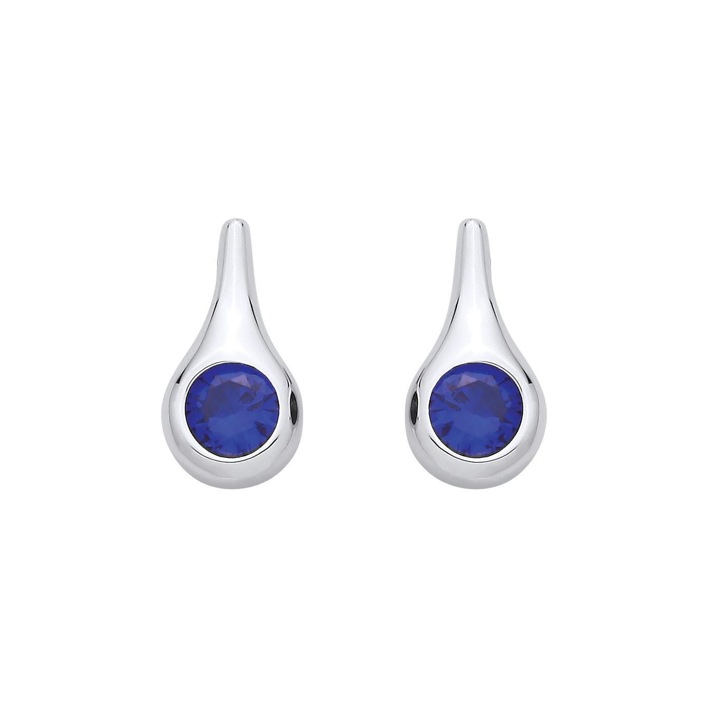 Silver  Blue CZ Over The Top Avocado Teardrop Drop Earrings - EAG1328