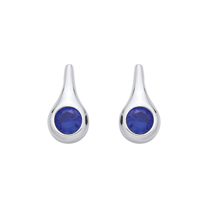 Silver  Blue CZ Over The Top Avocado Teardrop Drop Earrings - EAG1328