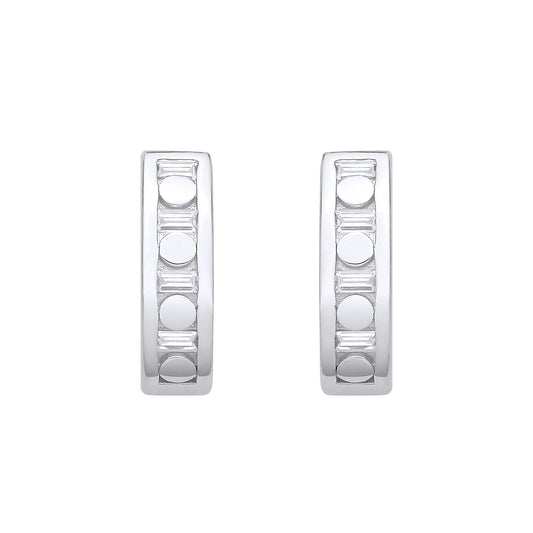 Sterling Silver CZ Half Hoop Earrings - EAG1329