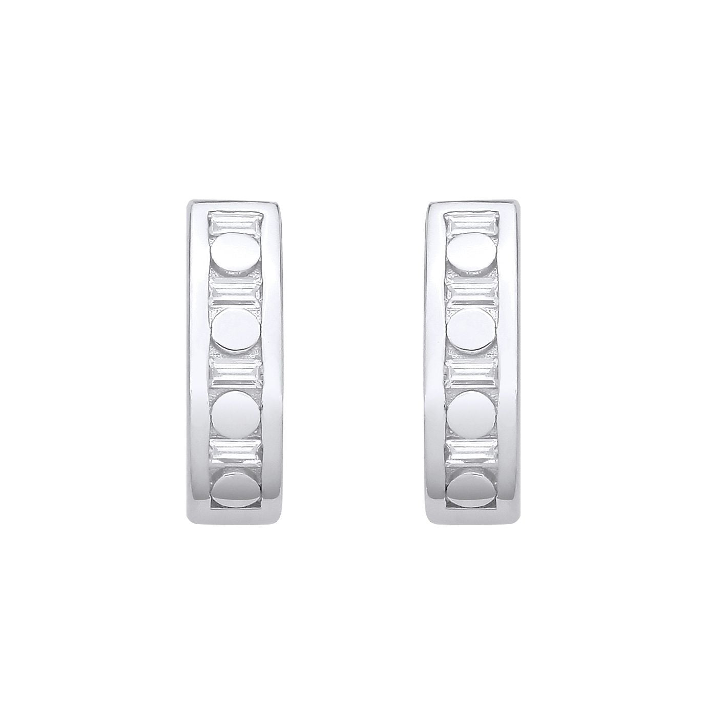 Silver  CZ Circular Cutout Film Reel Eternity J-Hoop Drop Earrings - EAG1329