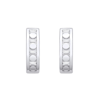 Silver  CZ Circular Cutout Film Reel Eternity J-Hoop Drop Earrings - EAG1329