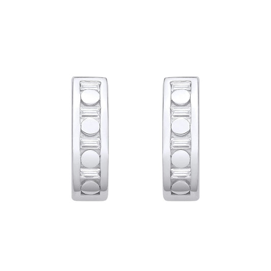 Silver  CZ Circular Cutout Film Reel Eternity J-Hoop Drop Earrings - EAG1329