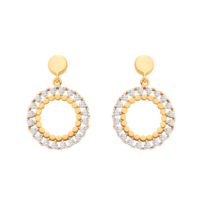Gold Plated Sterling Silver CZ Circle Drop Earrings - EAG1333