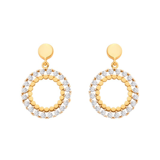 Gold Plated Sterling Silver CZ Circle Drop Earrings - EAG1333