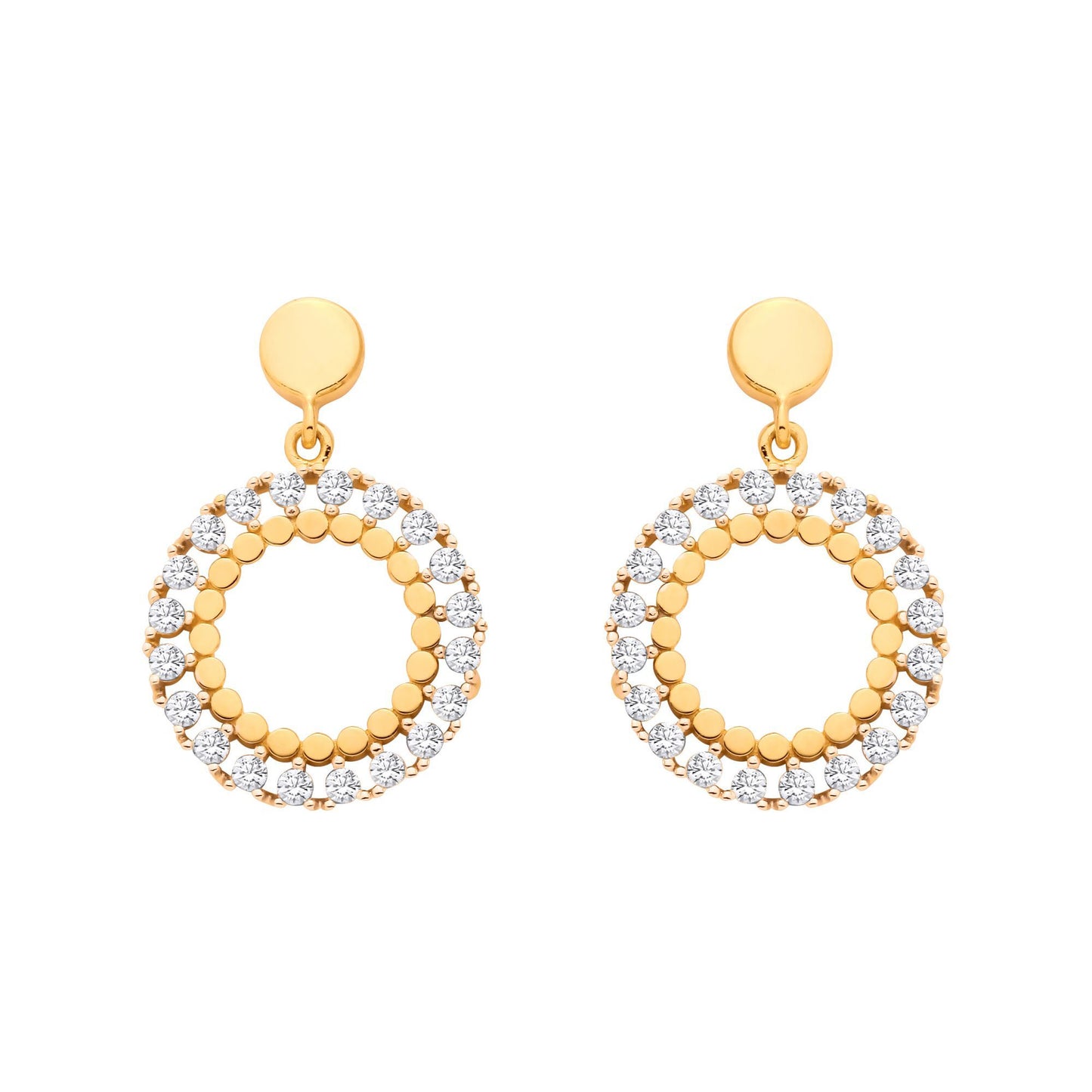 Gilded Silver  CZ Double Halo Ring of Fire Statement Drop Earrings - EAG1333