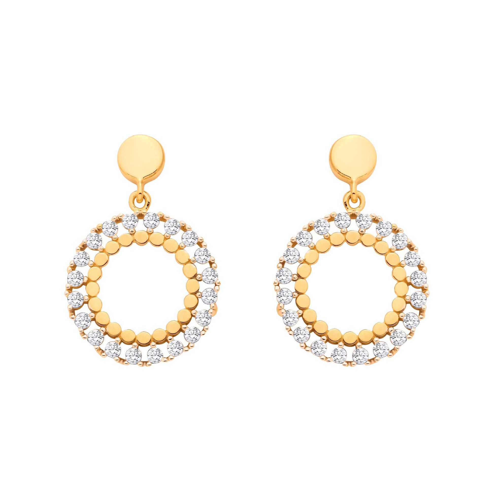 Gilded Silver  CZ Double Halo Ring of Fire Statement Drop Earrings - EAG1333