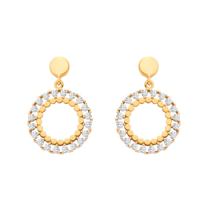 Gilded Silver  CZ Double Halo Ring of Fire Statement Drop Earrings - EAG1333