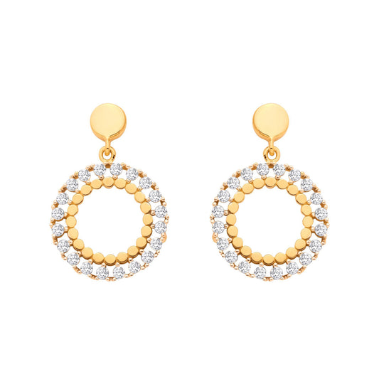 Gilded Silver  CZ Double Halo Ring of Fire Statement Drop Earrings - EAG1333