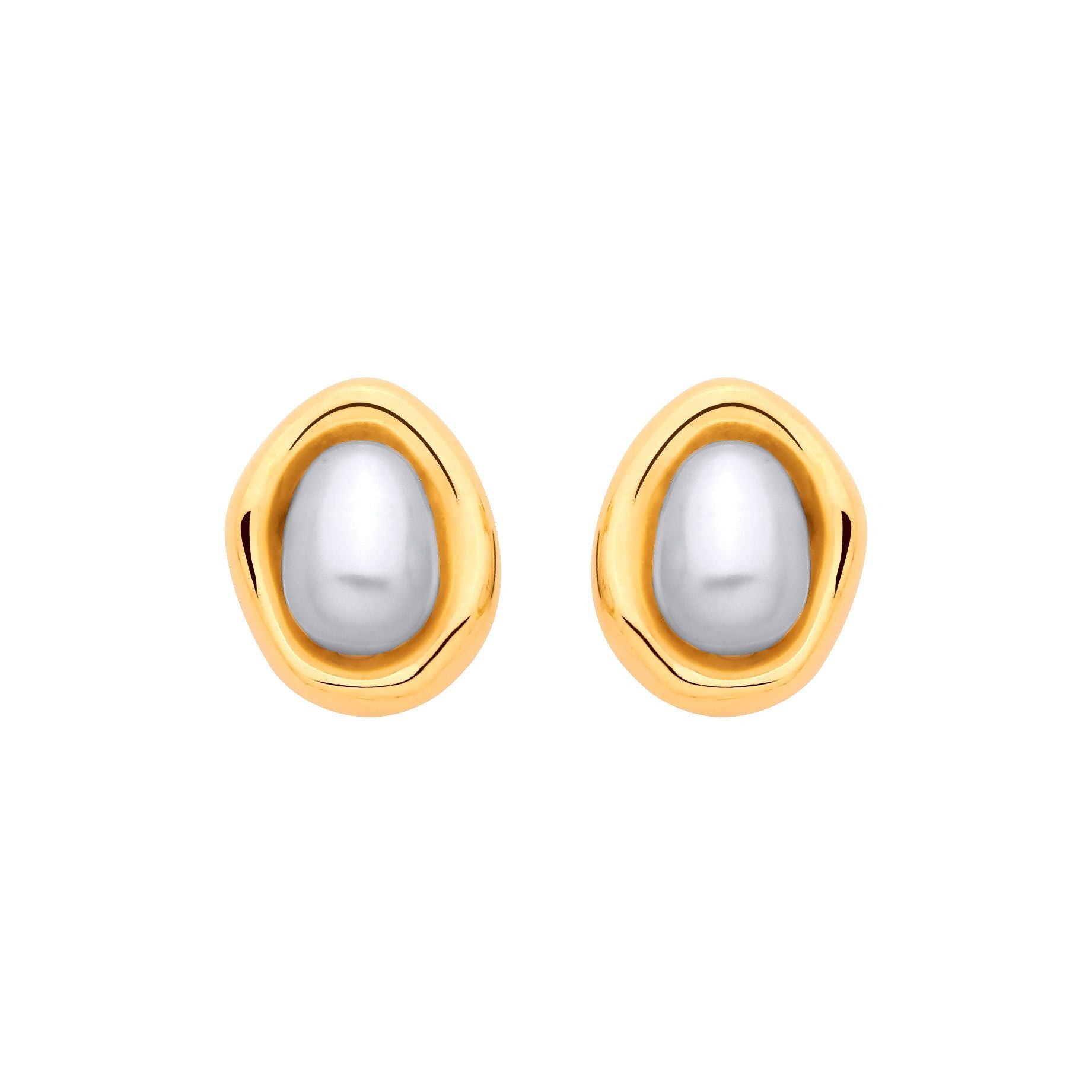 Gold-plated Silver  Pearl Pebble Egg Chamber Halo Drop Earrings - EAG1337