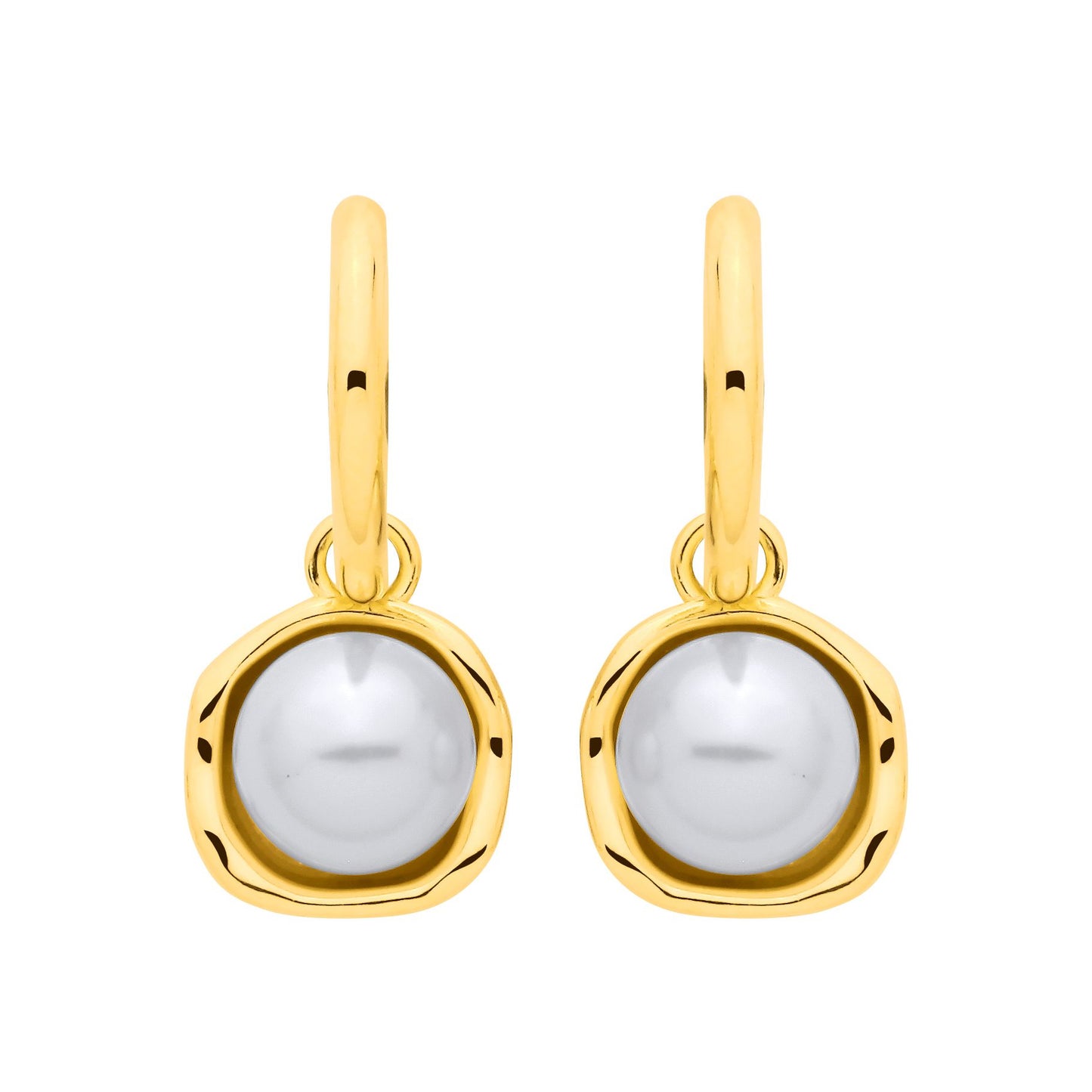 Gold Plated Sterling Silver Pearl Statement Drop Earrings - EAG1338
