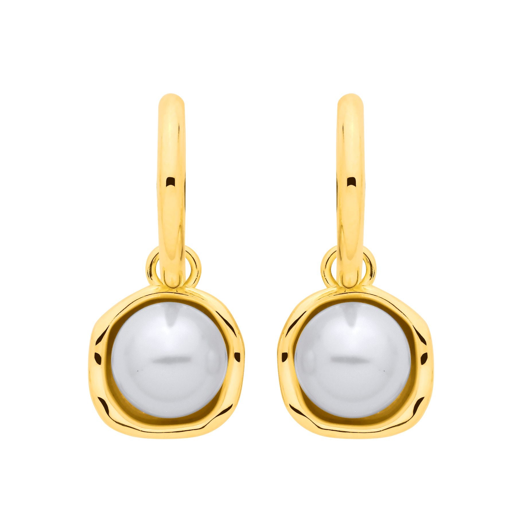 Gold Plated Sterling Silver Pearl Statement Drop Earrings - EAG1338