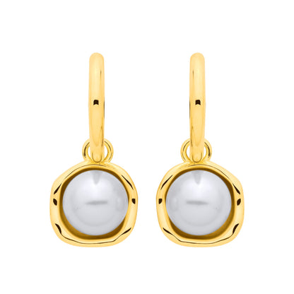 Gold Plated Sterling Silver Pearl Statement Drop Earrings - EAG1338