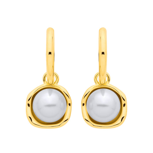 Gold Plated Sterling Silver Pearl Statement Drop Earrings - EAG1338