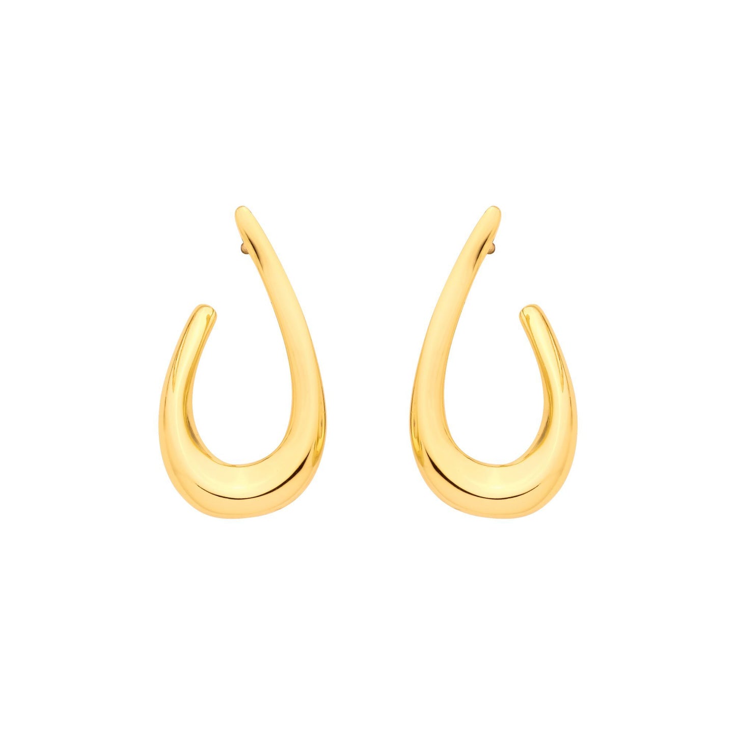 Gilded Silver  Wishbone Teardrop Open Loop J-Hoop Drop Earrings - EAG1339