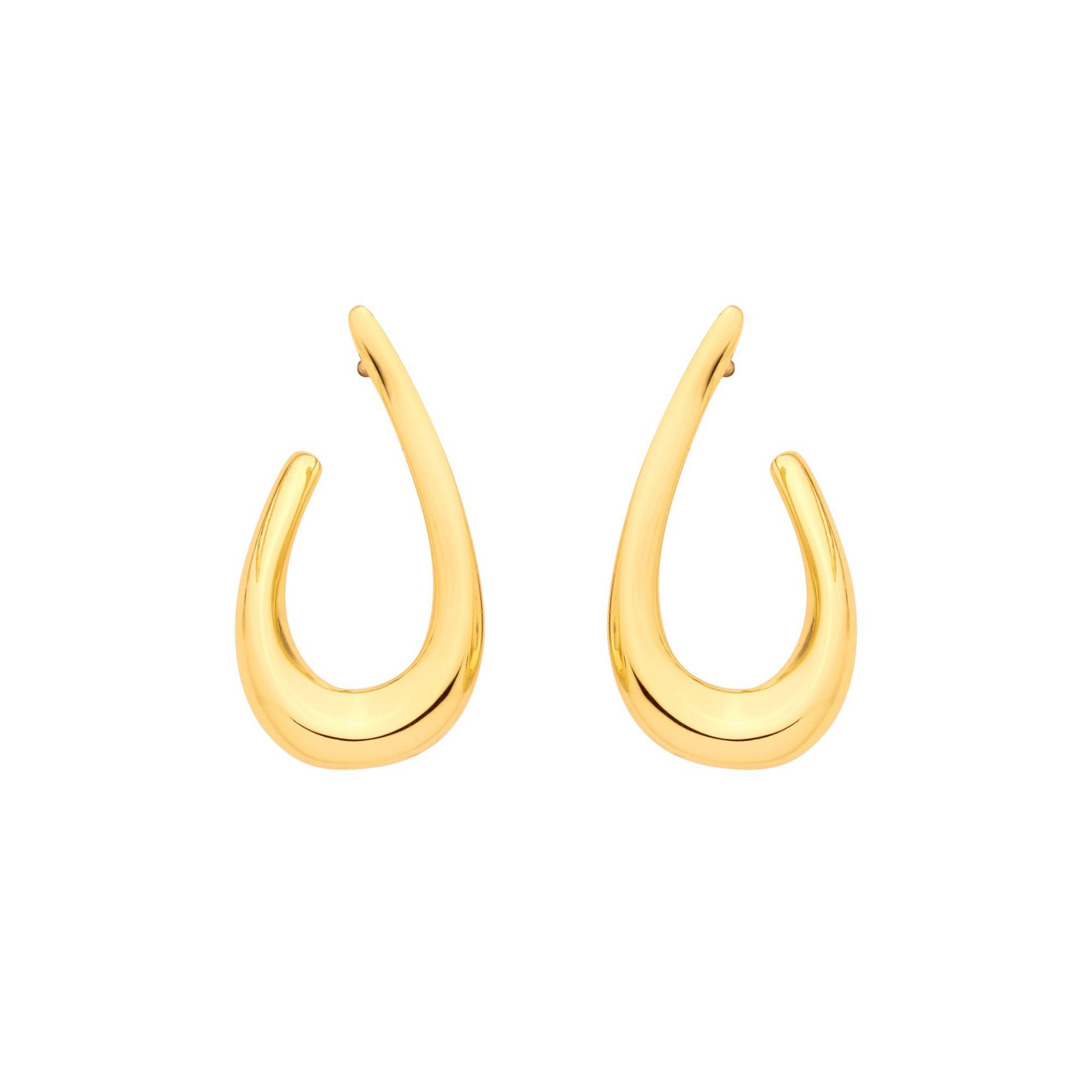 Gilded Silver  Wishbone Teardrop Open Loop J-Hoop Drop Earrings - EAG1339