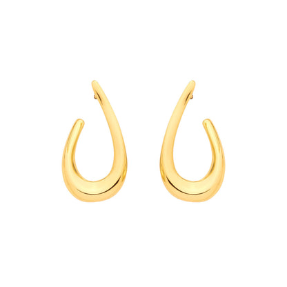 Gilded Silver  Wishbone Teardrop Open Loop J-Hoop Drop Earrings - EAG1339