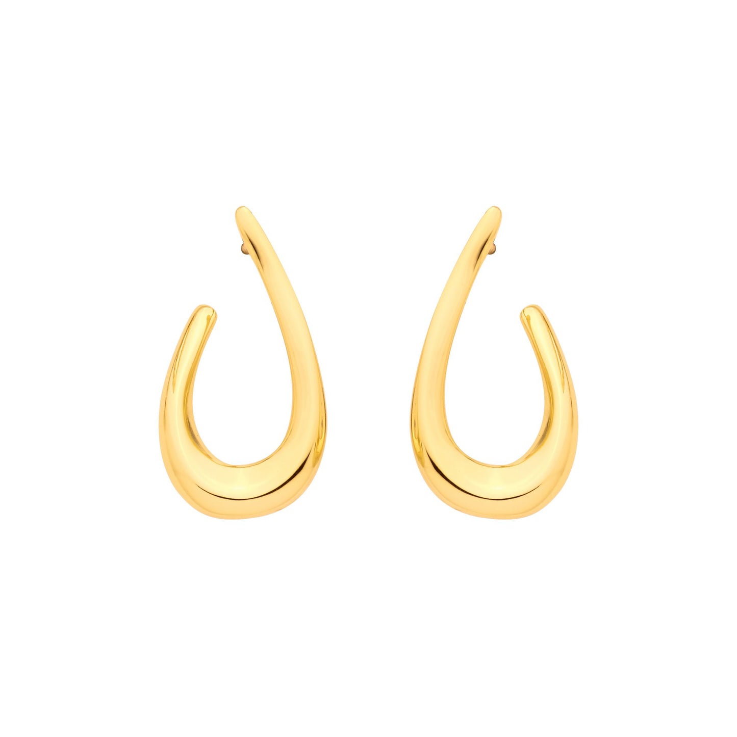 Gold Plated Sterling Silver Waved Oval Stud Earrings - EAG1339