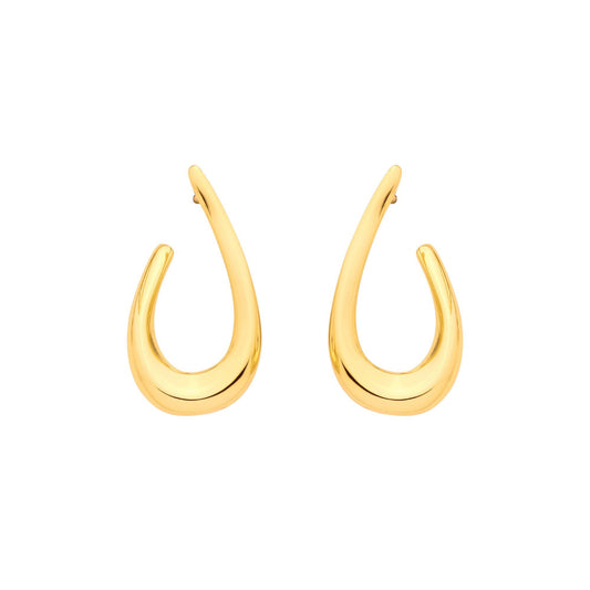 Gilded Silver  Wishbone Teardrop Open Loop J-Hoop Drop Earrings - EAG1339