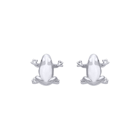 Sterling Silver CZ Frog Stud Earrings - EAG1348