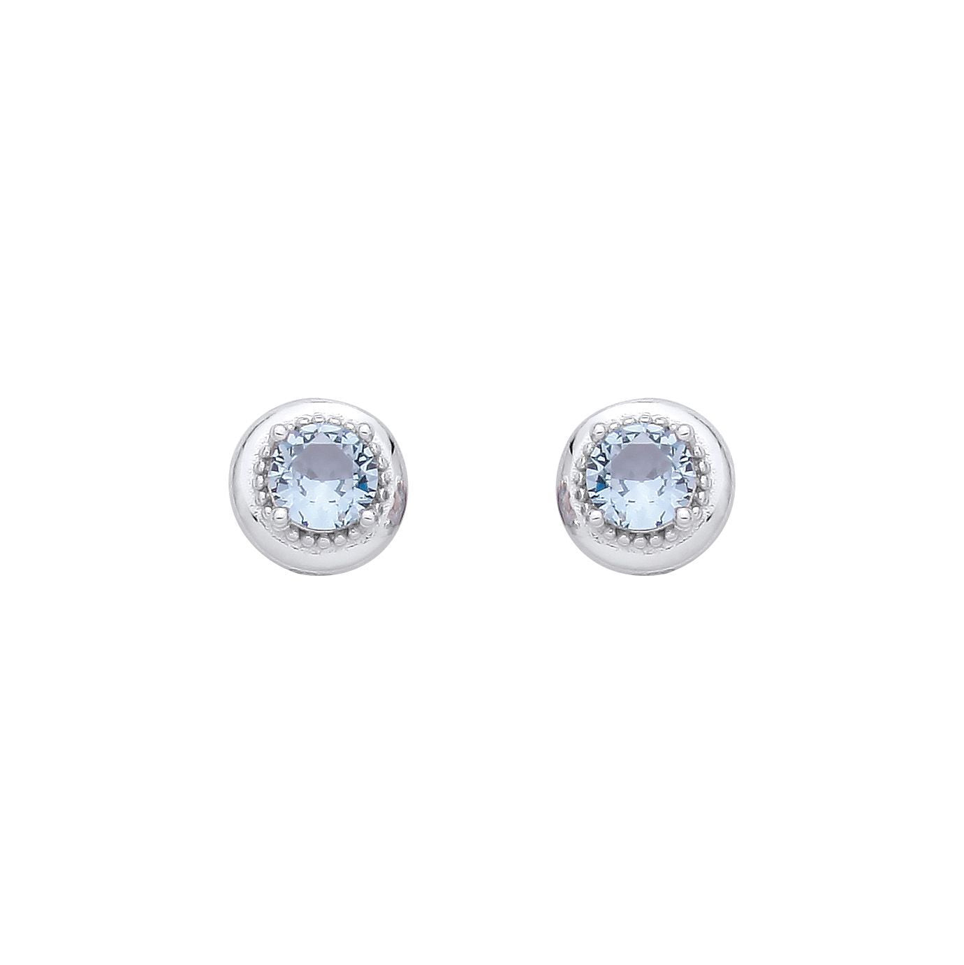 Silver  Blue CZ Icy Arctic Beaded Halo Drop Earrings - EAG1360
