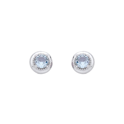 Silver  Blue CZ Icy Arctic Beaded Halo Drop Earrings - EAG1360