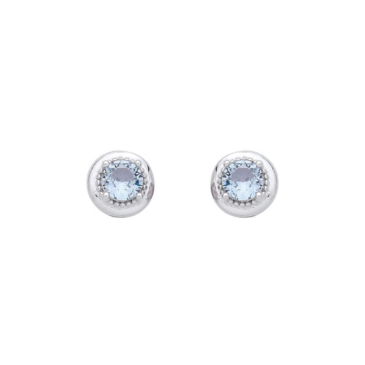 Silver  Blue CZ Icy Arctic Beaded Halo Drop Earrings - EAG1360