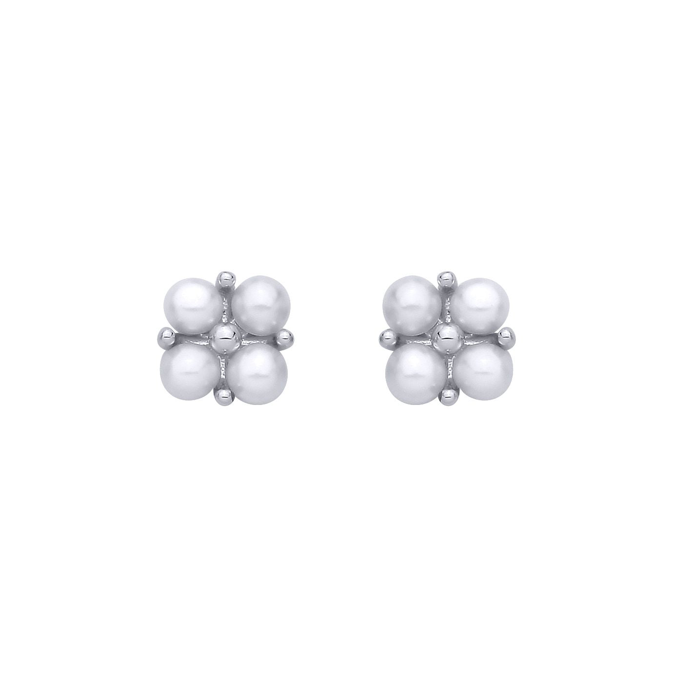 Sterling Silver Fresh Water Pearl 3-3.5mm Flower Stud Earrings - EAG1364