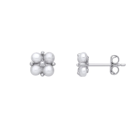Sterling Silver Fresh Water Pearl 3-3.5mm Flower Stud Earrings - EAG1364