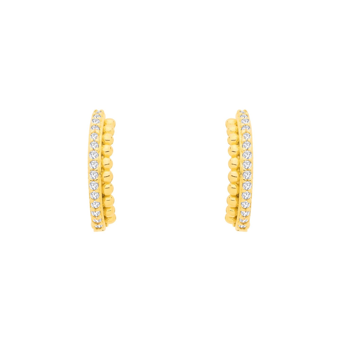 18K Gold Plated Sterling Silver CZ Huggie Earrings - EAG1366