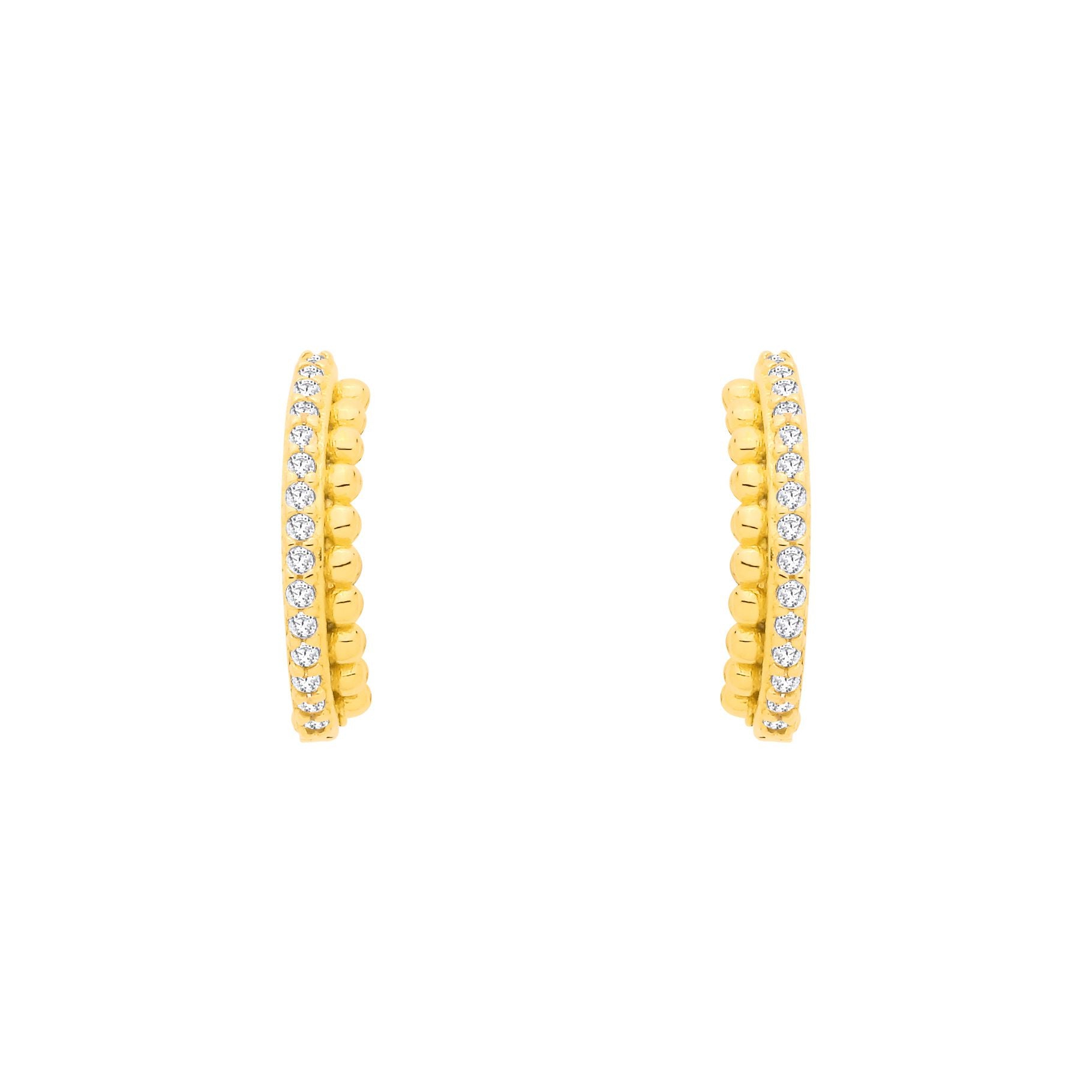 18K Gold Plated Sterling Silver CZ Huggie Earrings - EAG1366