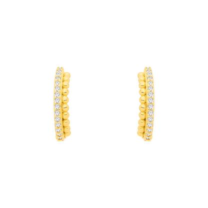 18K Gold Plated Sterling Silver CZ Huggie Earrings - EAG1366