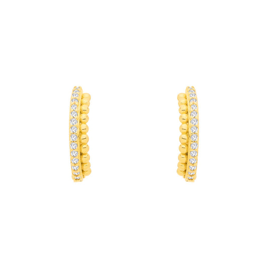 18K Gold Plated Sterling Silver CZ Huggie Earrings - EAG1366