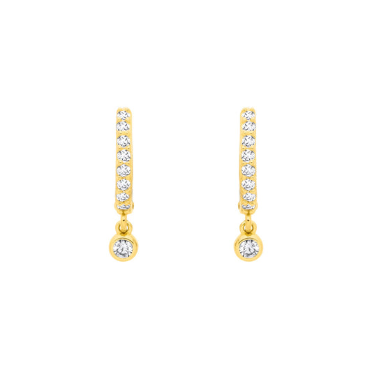 18K Gold Plated Sterling Silver CZ Huggie Hoop Earrings - EAG1368