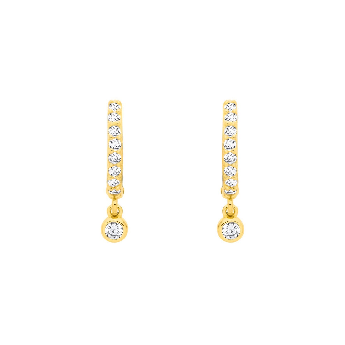 Gold-plated Silver  CZ Charm Eternity Huggie Hoop Drop Earrings - EAG1368