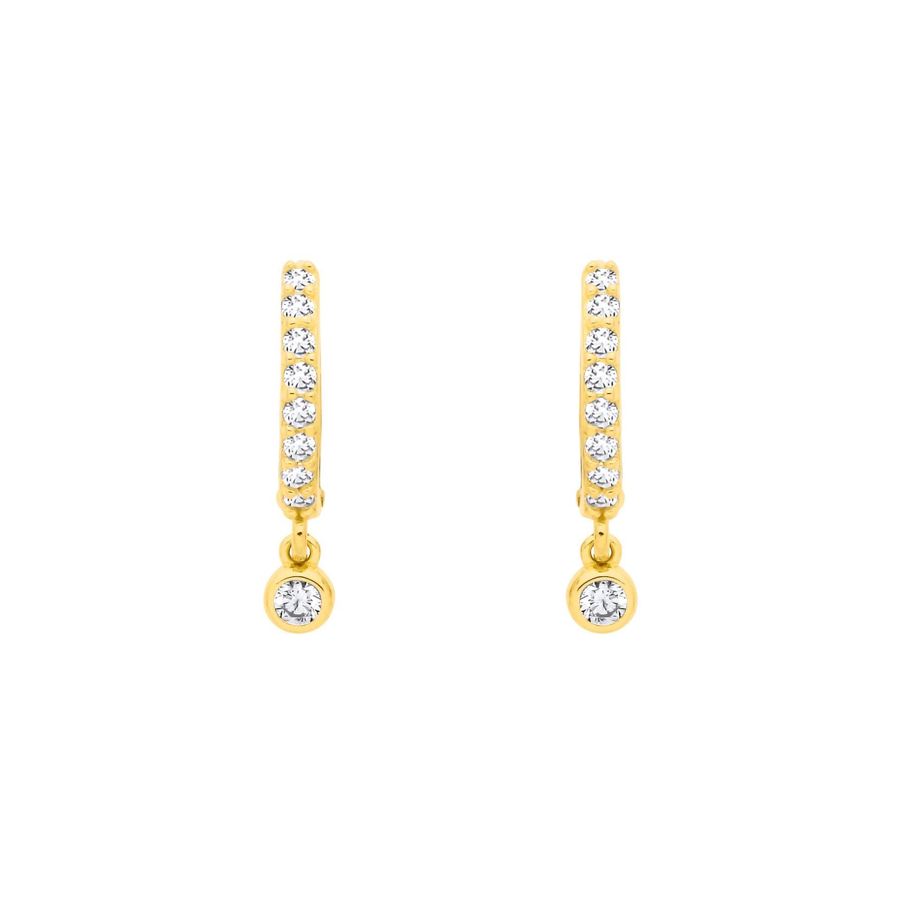 Gold-plated Silver  CZ Charm Eternity Huggie Hoop Drop Earrings - EAG1368