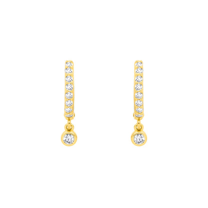 Gold-plated Silver  CZ Charm Eternity Huggie Hoop Drop Earrings - EAG1368