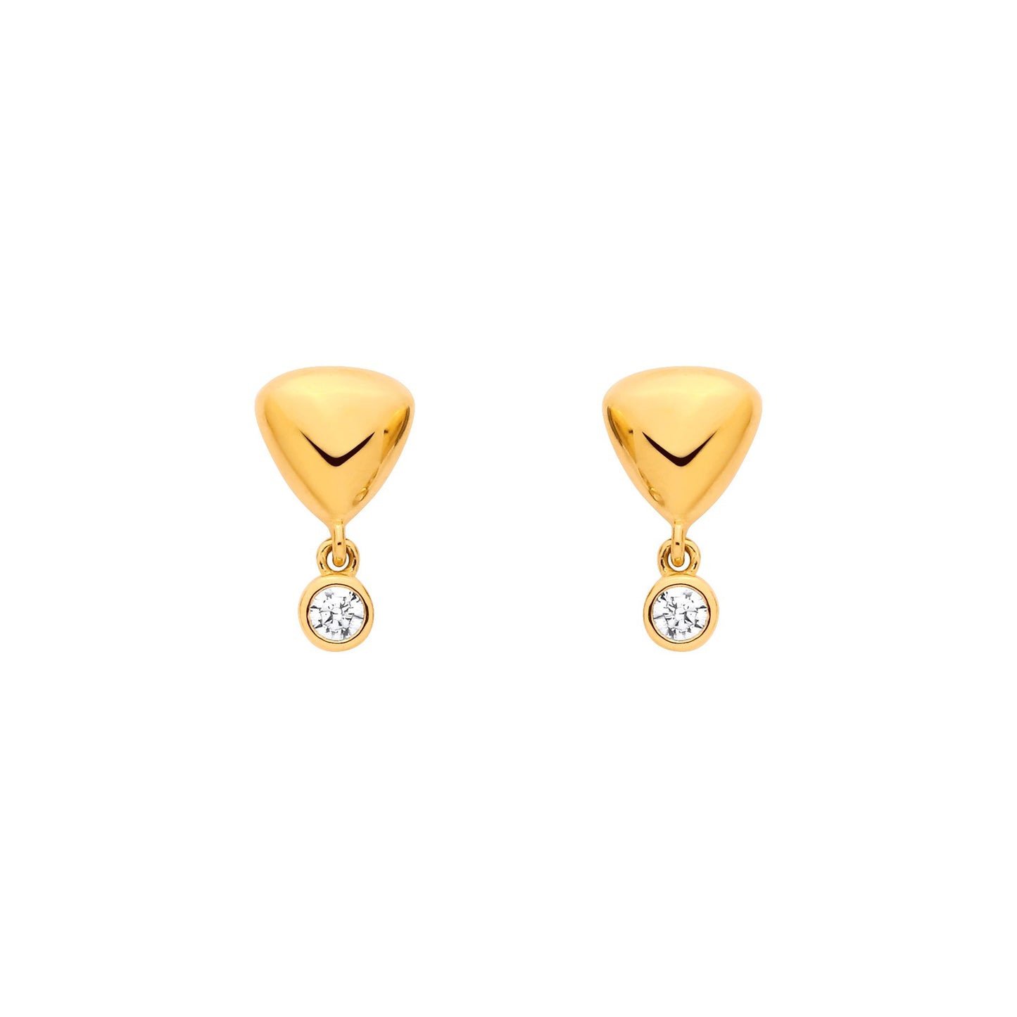 18K Gold Plated Sterling Silver CZ & Puffed Heart Stud Earrings - EAG1371