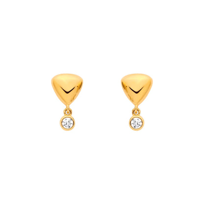 18K Gold Plated Sterling Silver CZ & Puffed Heart Stud Earrings - EAG1371