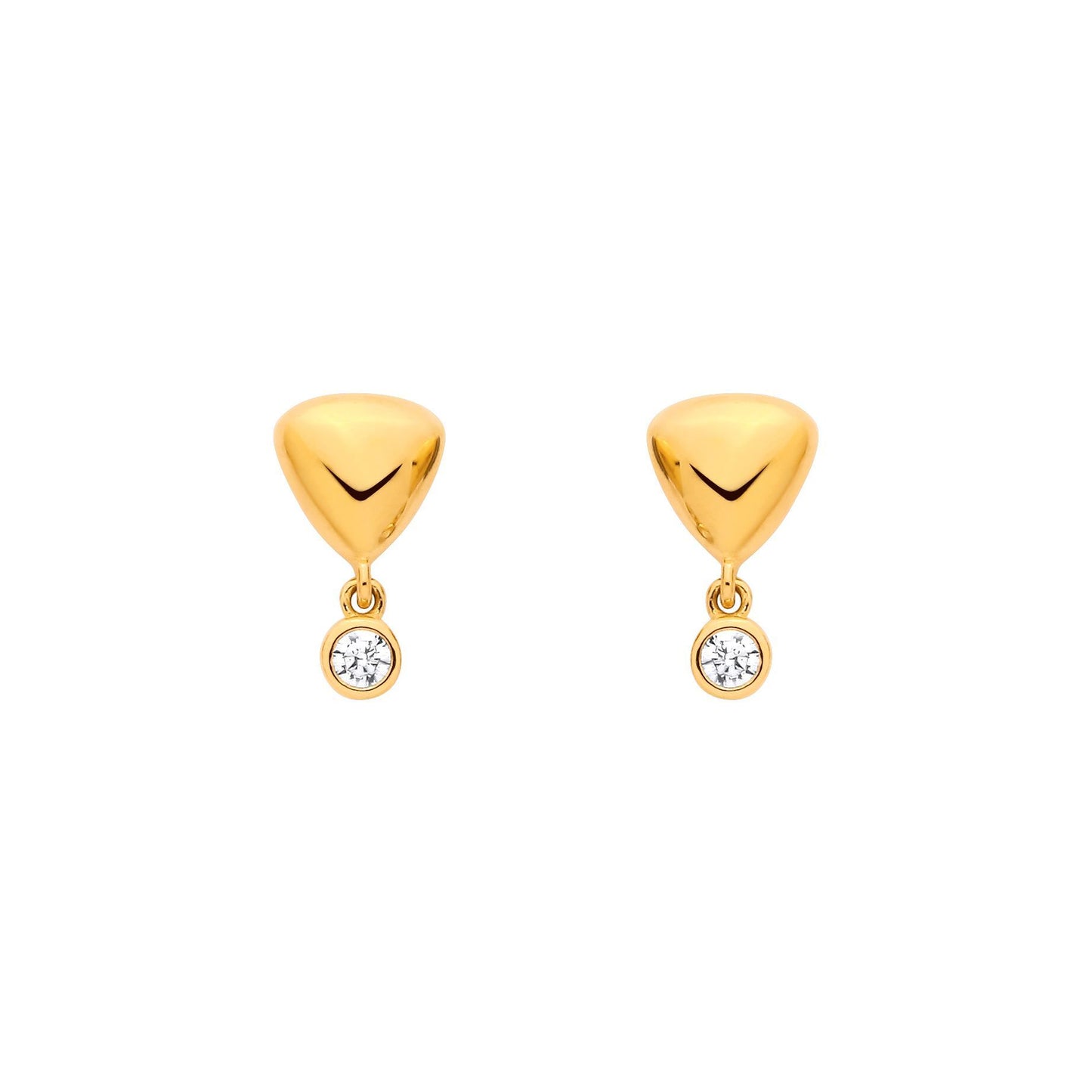 Gold-plated Silver  CZ Donut Bubble Puffed Plectrum Drop Earrings - EAG1371