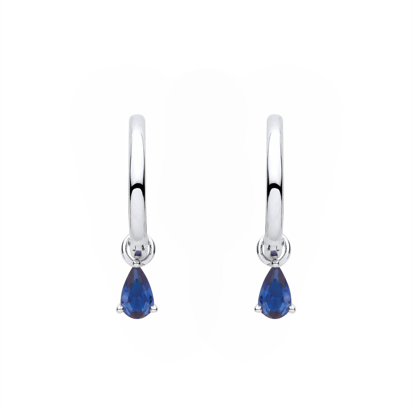 Sterling Silver  Sapphire CZ Huggie Hoop Earrings - EAG1372