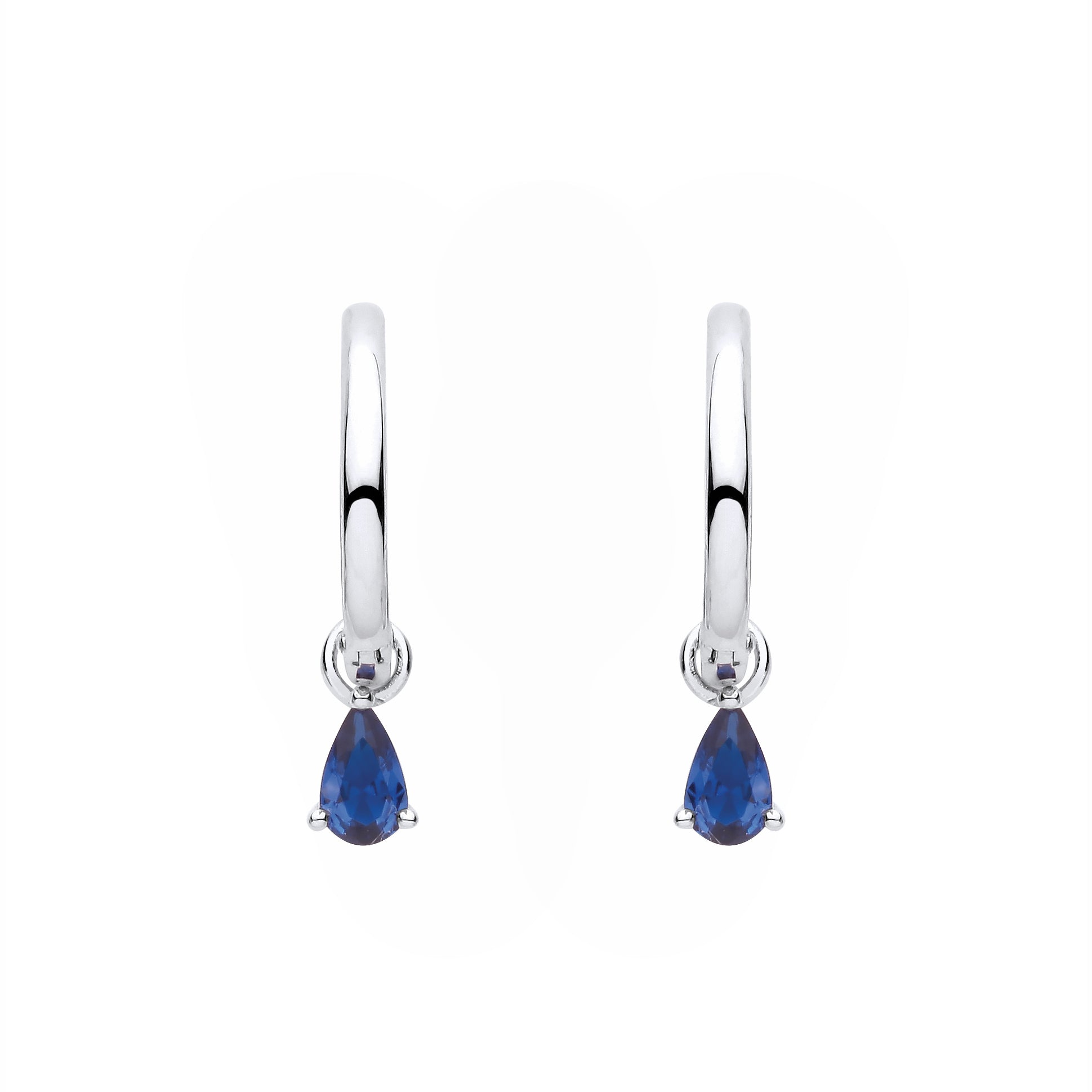 Sterling Silver  Sapphire CZ Huggie Hoop Earrings - EAG1372