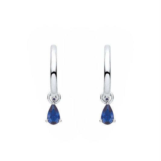 Sterling Silver  Sapphire CZ Huggie Hoop Earrings - EAG1372