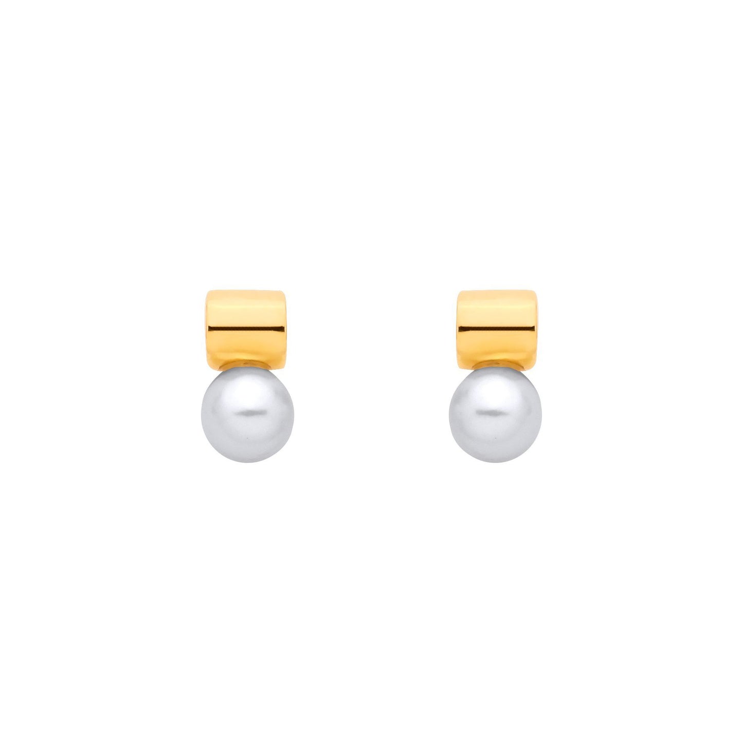 Gold-plated Silver  Pearl Full Moon Lightbulb Drop Earrings - EAG1375